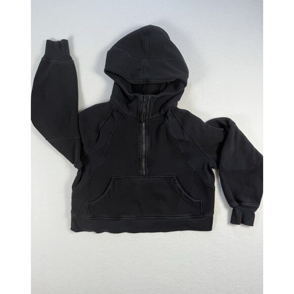 LULULEMON Women’s Hoodie XS/S Black Scuba Oversized Half Zip Pullover Crop - Picture 1 of 3